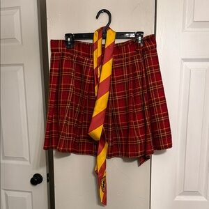 Harry Potter Gryffindor Plaid Red Skirt and Matching Tie